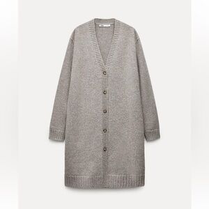 Zara 100% Wool Longline Cardigan